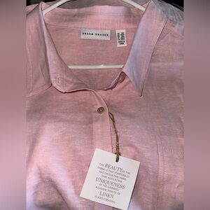 NWT Susan Graver Light Pink Linen button down shirt